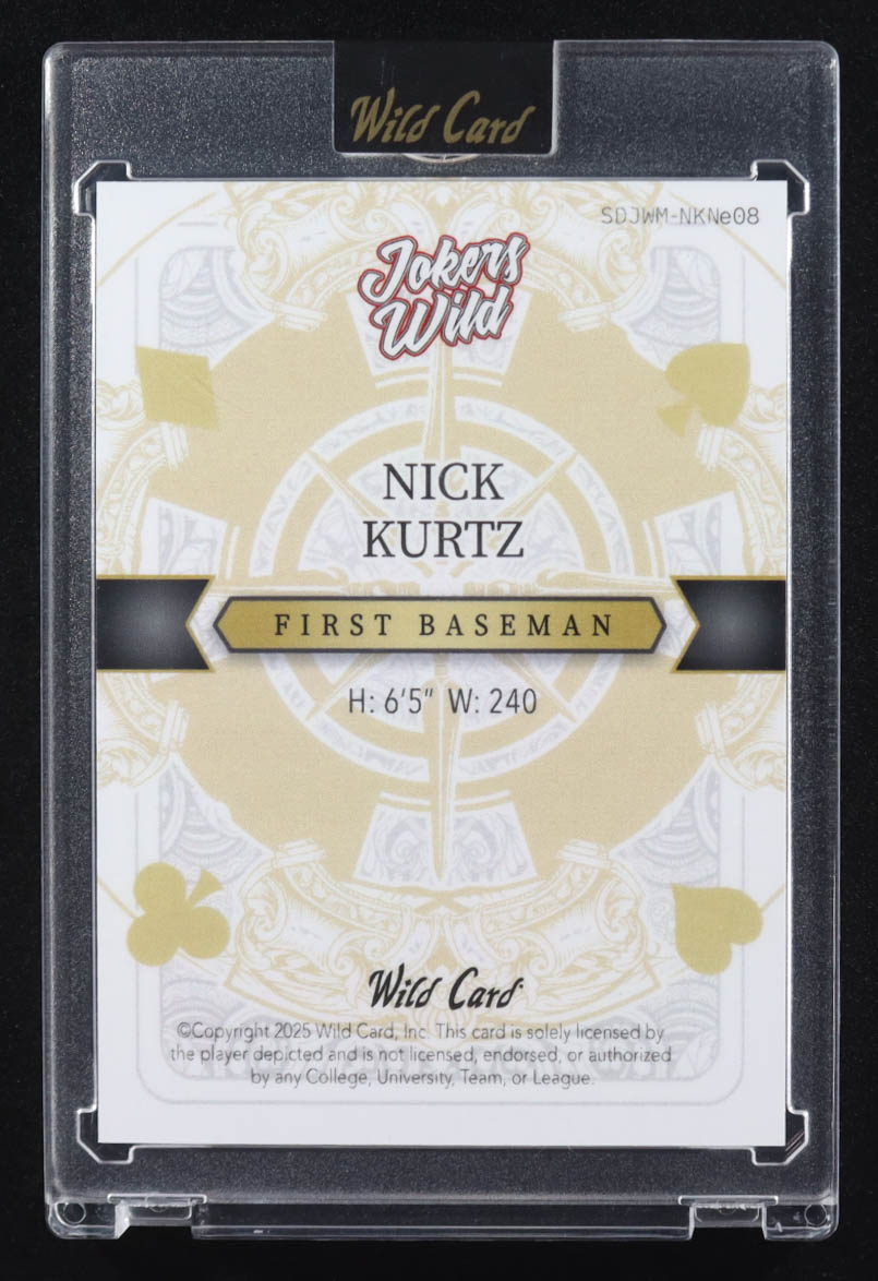 Nick Kurtz 2025 Wild Card Jokers Wild Joker Mojo #SDJWM-NKNE08 #1/1 RC at PristineAuction.com Nick Kurtz 2025 Wild Card Jokers Wild Joker Mojo #SDJWM-NKNE08 #1/1 RC at PristineAuction.com
