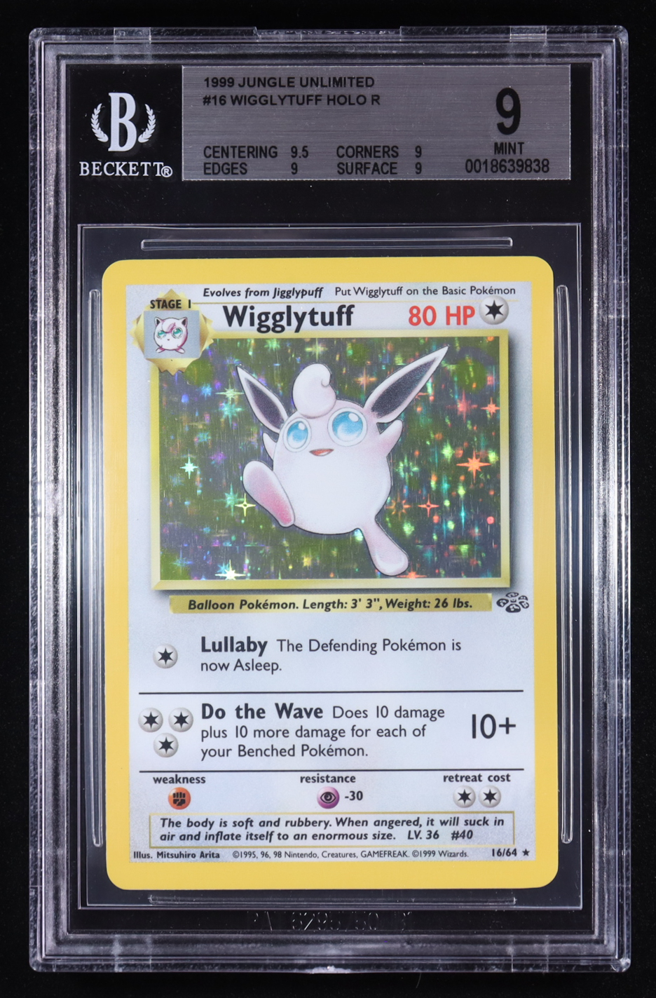 Wigglytuff 1999 Pokemon Jungle Unlimited #16 Holo (BGS 9) at PristineAuction.com Wigglytuff 1999 Pokemon Jungle Unlimited #16 Holo (BGS 9) at PristineAuction.com