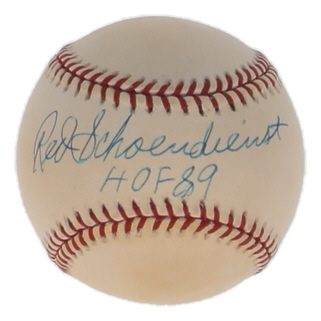 Red Schoendienst Signed ONL Baseball Inscribed "HOF 89" (JSA) at PristineAuction.com Red Schoendienst Signed ONL Baseball Inscribed "HOF 89" (JSA) at PristineAuction.com