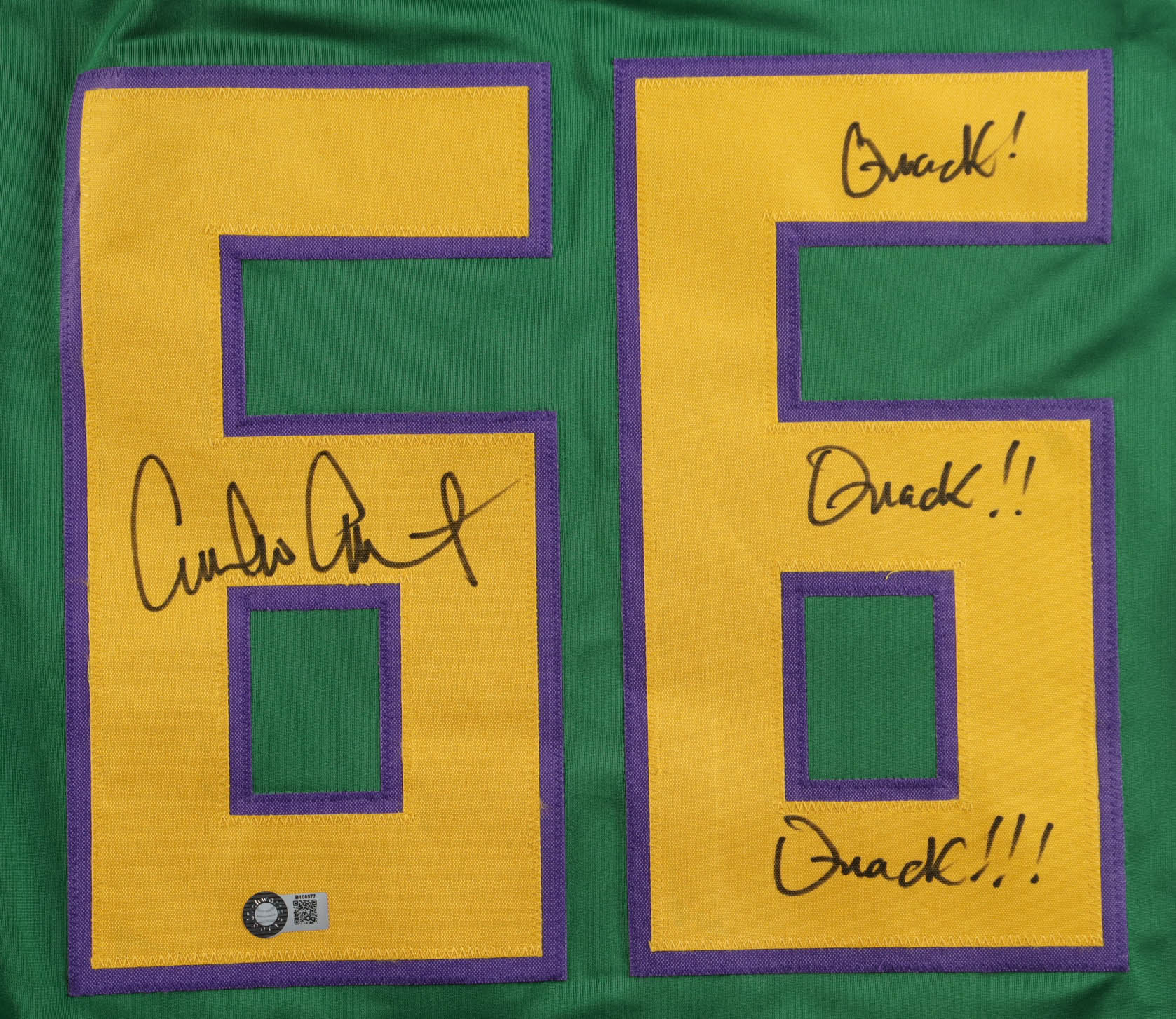 Emilio Estevez Signed Jersey Inscribed "Quack!, Quack!!, Quack!!!" (Schwartz) at PristineAuction.com Emilio Estevez Signed Jersey Inscribed "Quack!, Quack!!, Quack!!!" (Schwartz) at PristineAuction.com