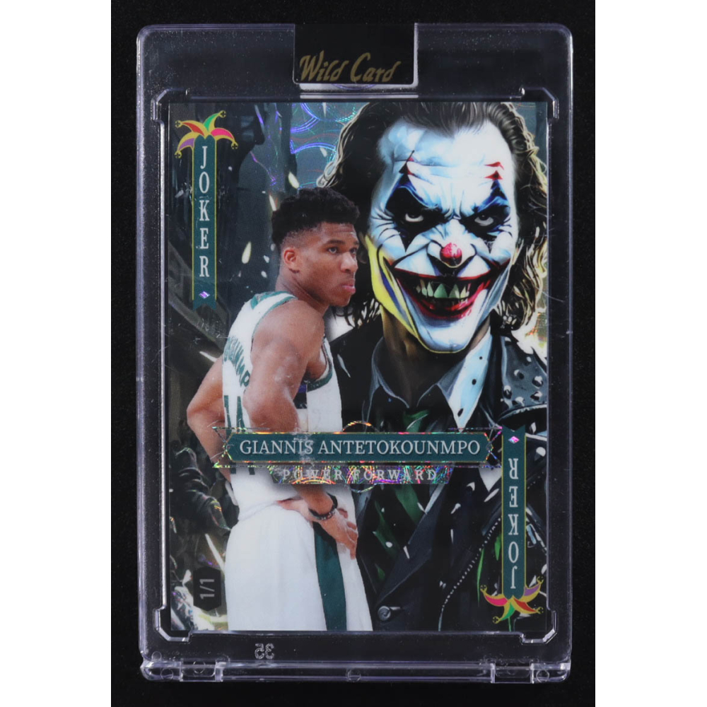 Giannis Antetokounmpo 2025 Wild Card Jokers Wild Joker Kaleidoscope #SDJWM-GANM10 #1/1 at PristineAuction.com