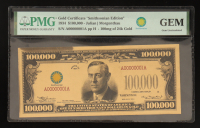 1934 $100,000 Gold Certificate "Smithsonian Edition" - 100 mg of 24k Gold (PMG Gem Uncirculated) at PristineAuction.com
