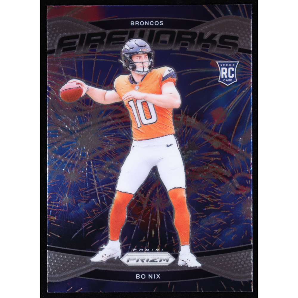 Bo Nix 2024 Panini Prizm Fireworks #23 RC at PristineAuction.com