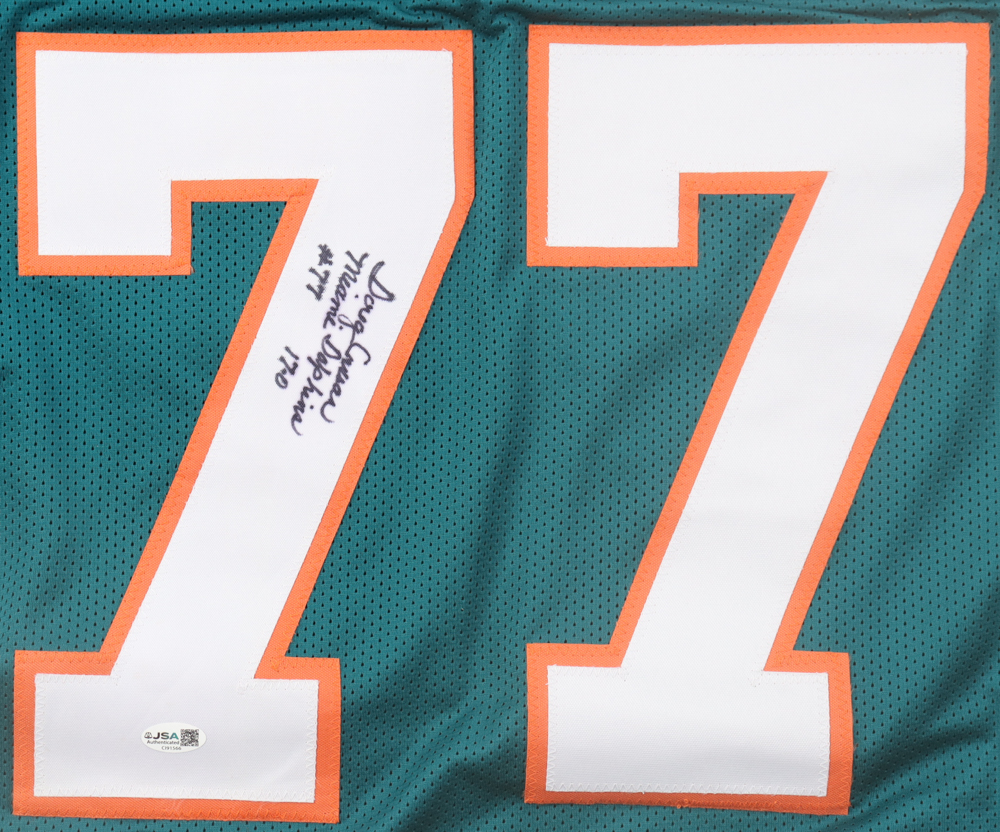 Doug Crusan Signed Jersey Inscribed "Miami Dolphins" & "17-0" (JSA) at PristineAuction.com Doug Crusan Signed Jersey Inscribed "Miami Dolphins" & "17-0" (JSA) at PristineAuction.com