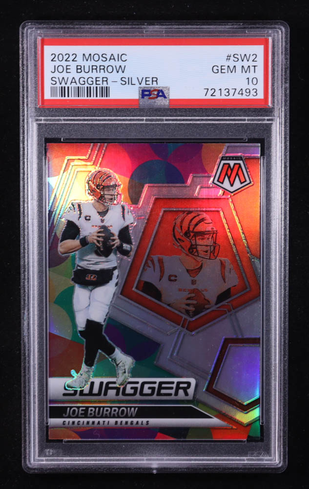 Joe Burrow 2022 Panini Mosaic Swagger Silver #2 (PSA 10) at PristineAuction.com Joe Burrow 2022 Panini Mosaic Swagger Silver #2 (PSA 10) at PristineAuction.com