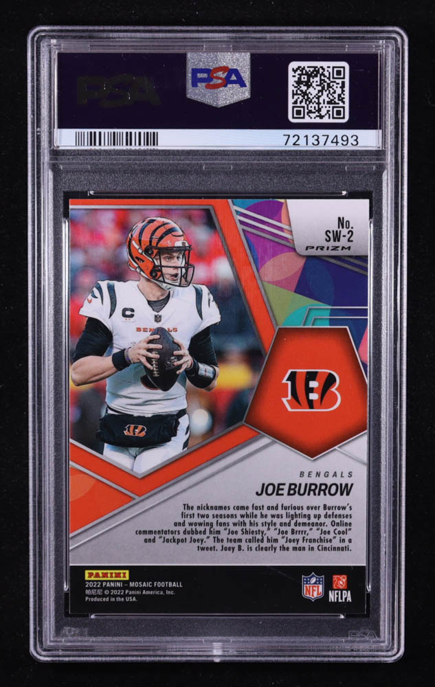 Joe Burrow 2022 Panini Mosaic Swagger Silver #2 (PSA 10) at PristineAuction.com Joe Burrow 2022 Panini Mosaic Swagger Silver #2 (PSA 10) at PristineAuction.com
