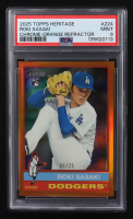 Roki Sasaki 2025 Topps Heritage Chrome Orange Refractors #224 #06/25 RC (PSA 9) at PristineAuction.com