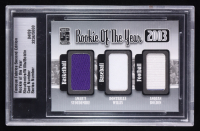 Amar'e Stoudemire / Dontrelle Willis / Anquan Boldin 2010 Famous Fabrics Second Edition Rookie of the Year #04 #3234/5000 (Encapsulated) at PristineAuction.com