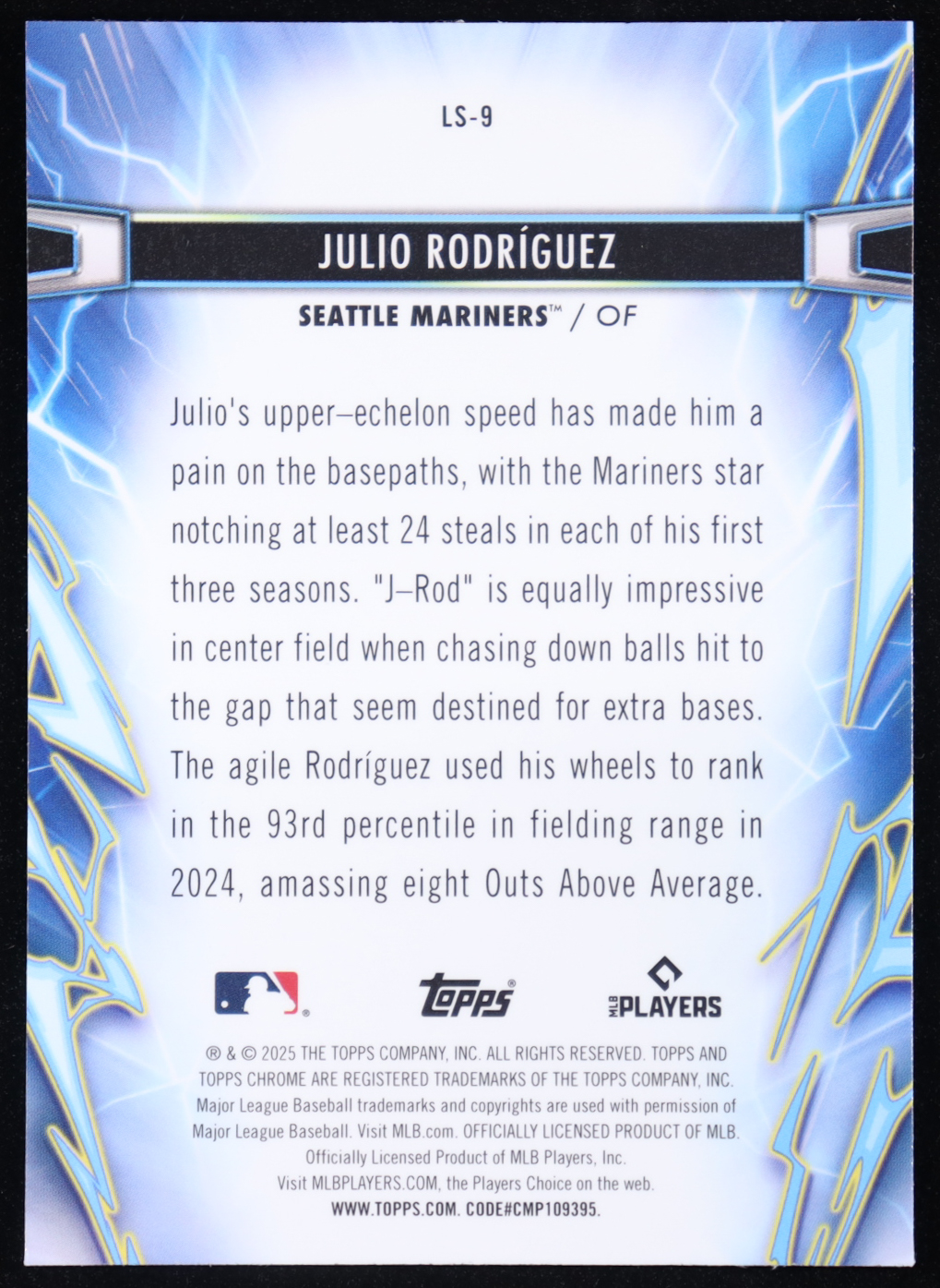 Julio Rodriguez 2025 Topps Cosmic Chrome Light Speed #LS9 at PristineAuction.com Julio Rodriguez 2025 Topps Cosmic Chrome Light Speed #LS9 at PristineAuction.com