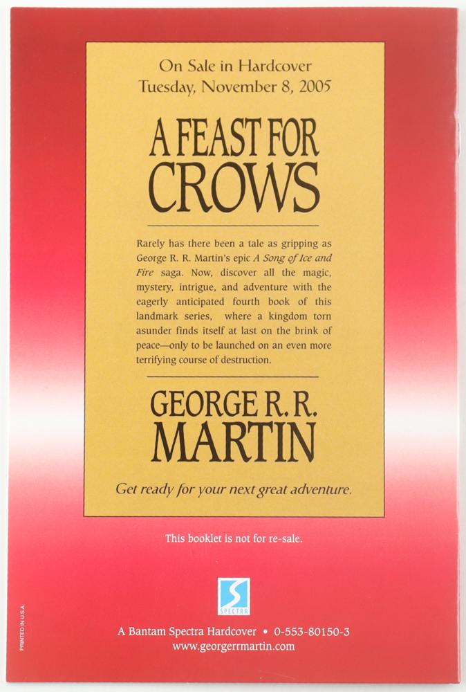 George R. R. Martin Signed "A Feast For Crows" Pre-Publication Excerpt Booklet (Beckett) at PristineAuction.com George R. R. Martin Signed "A Feast For Crows" Pre-Publication Excerpt Booklet (Beckett) at PristineAuction.com