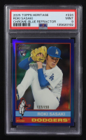 Roki Sasaki 2025 Topps Heritage Chrome Blue Refractors #224 #127/150 RC (PSA 9) at PristineAuction.com