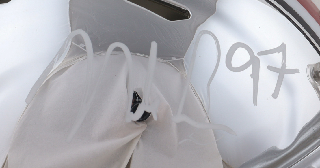 Nick Bosa Signed Ohio State Buckeyes Chrome Speed Mini Helmet (JSA) at PristineAuction.com Nick Bosa Signed Ohio State Buckeyes Chrome Speed Mini Helmet (JSA) at PristineAuction.com