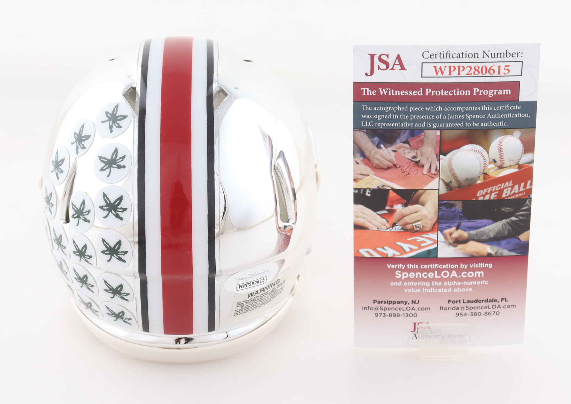 Nick Bosa Signed Ohio State Buckeyes Chrome Speed Mini Helmet (JSA) at PristineAuction.com Nick Bosa Signed Ohio State Buckeyes Chrome Speed Mini Helmet (JSA) at PristineAuction.com