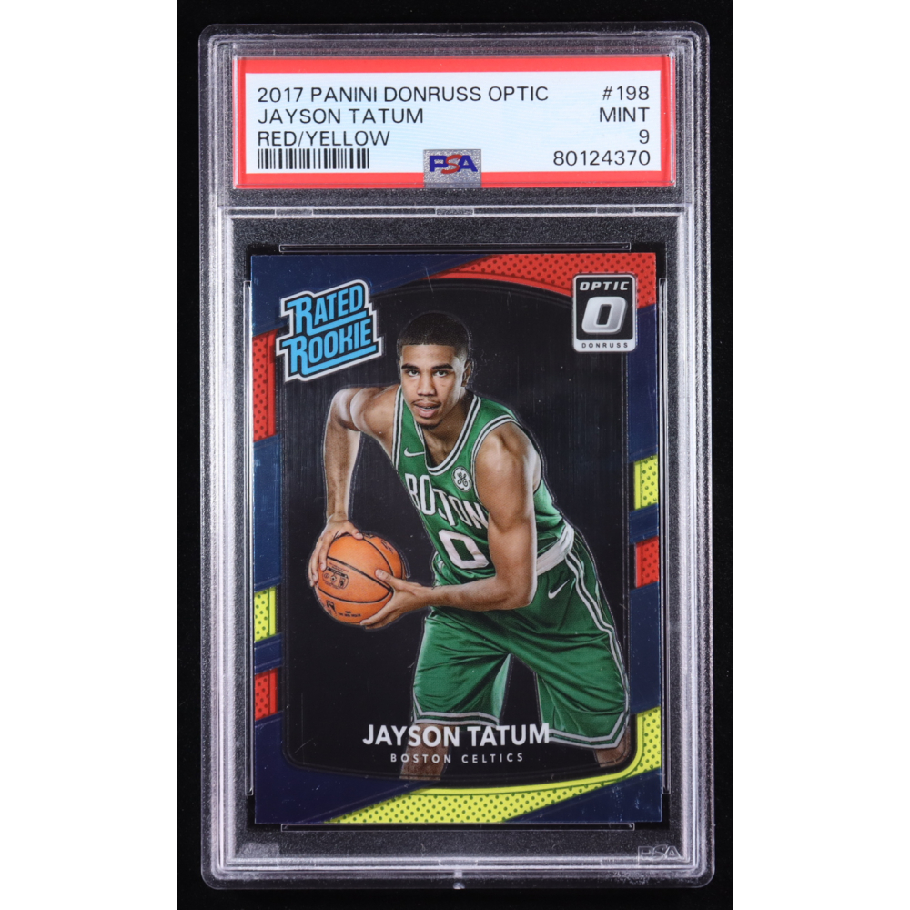 Jayson Tatum 2017-18 Donruss Optic Mega Box Rated Rookie Red Yellow #198 RC (PSA 9) at PristineAuction.com