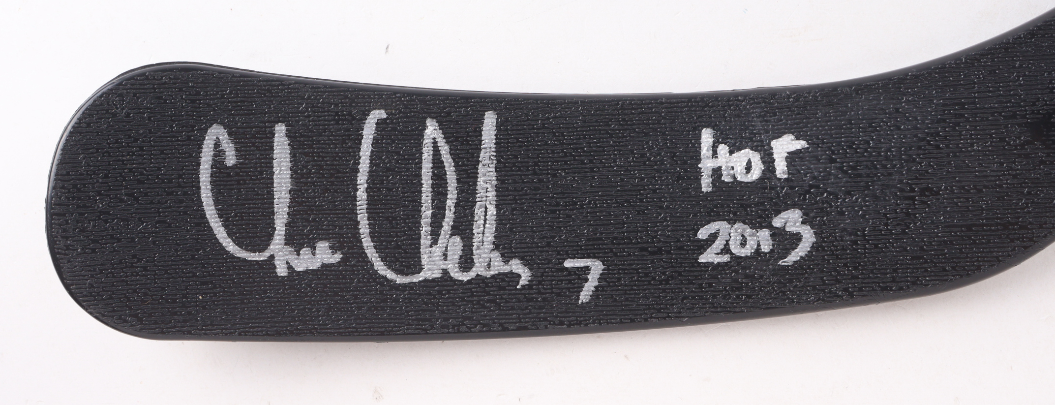 Chris Chelios Signed Franklin Blackhawks Logo Full-Size Hockey Stick Inscribed "HOF 2013" (Schwartz) at PristineAuction.com Chris Chelios Signed Franklin Blackhawks Logo Full-Size Hockey Stick Inscribed "HOF 2013" (Schwartz) at PristineAuction.com