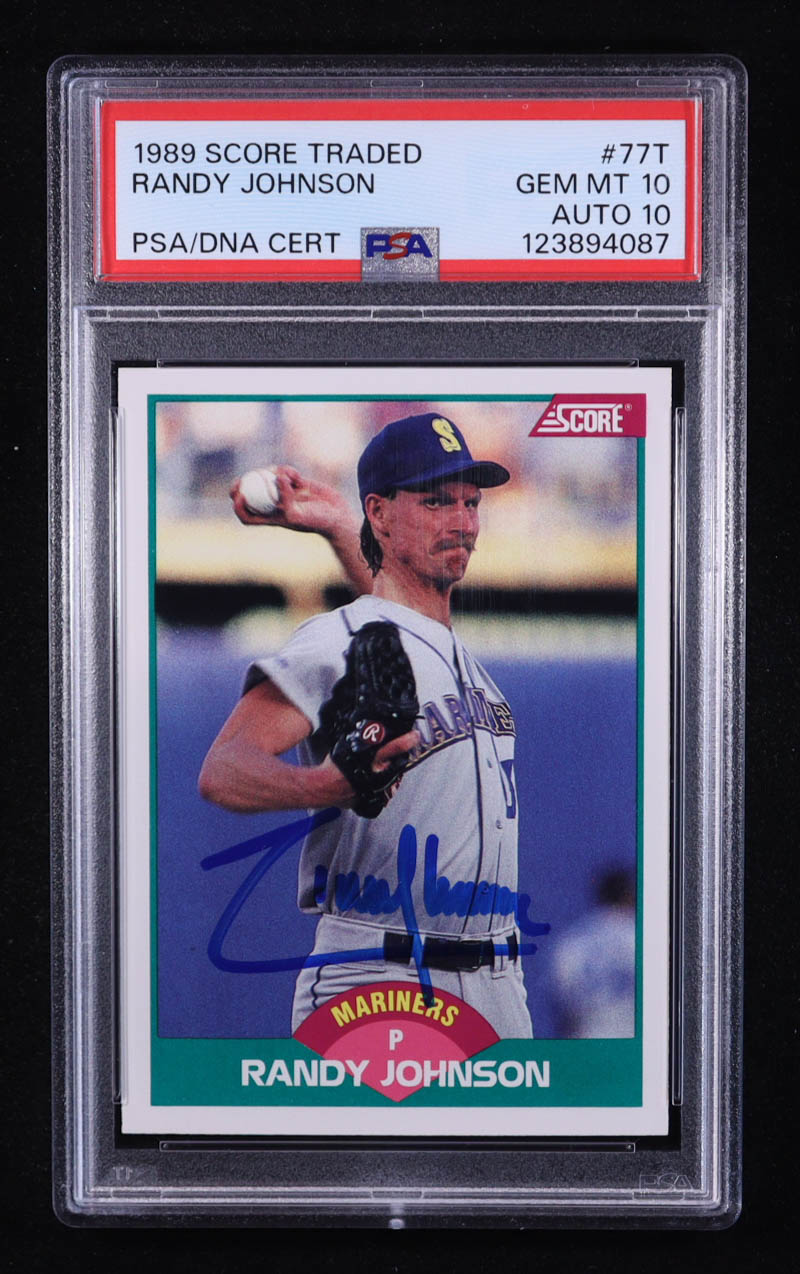 Randy Johnson Signed 1989 Score Traded #77T RC (PSA 10 | Autograph Graded PSA 10) at PristineAuction.com Randy Johnson Signed 1989 Score Traded #77T RC (PSA 10 | Autograph Graded PSA 10) at PristineAuction.com