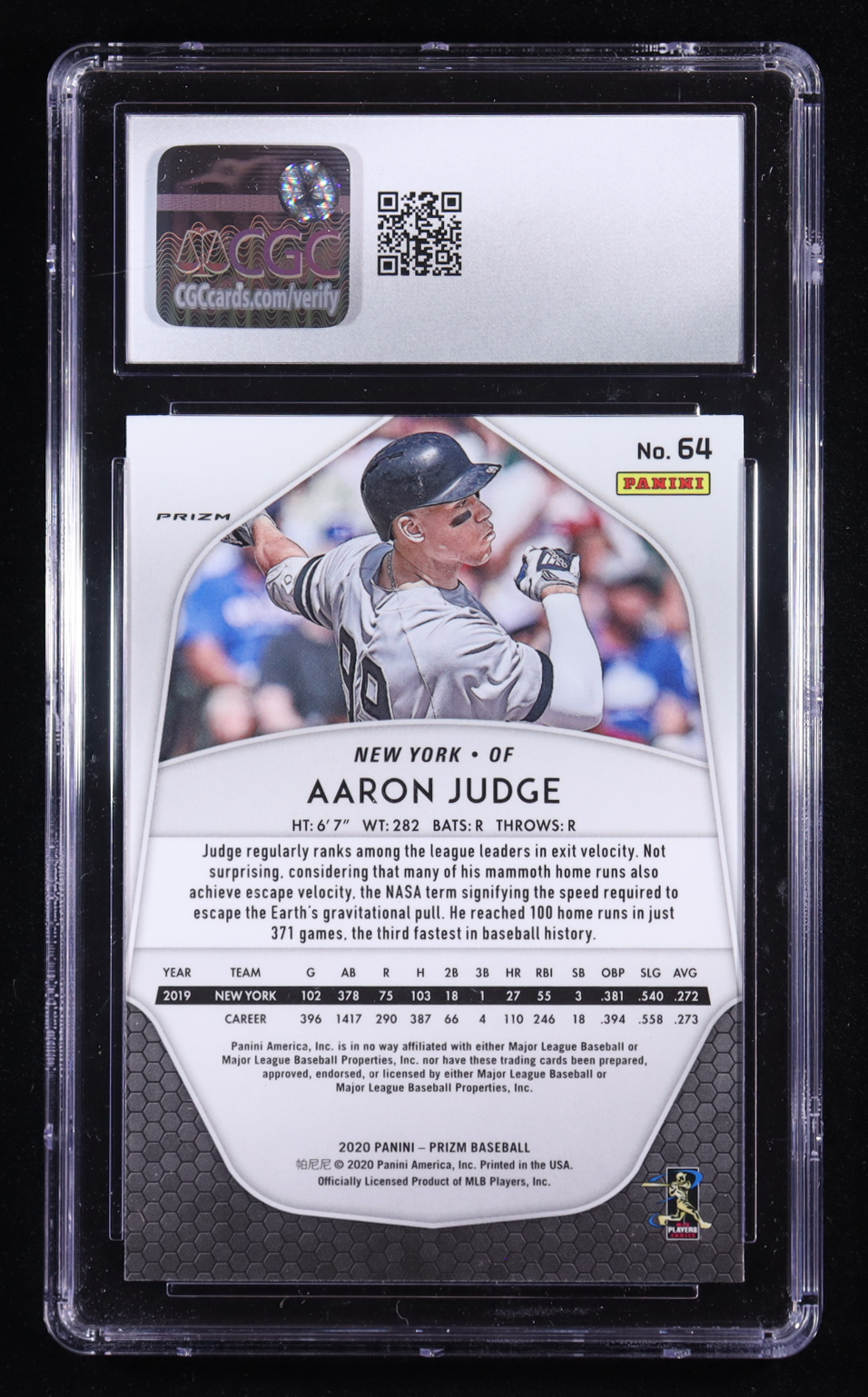 Aaron Judge 2020 Panini Prizm Prizms Red White and Blue #64 (CGC 10) at PristineAuction.com Aaron Judge 2020 Panini Prizm Prizms Red White and Blue #64 (CGC 10) at PristineAuction.com