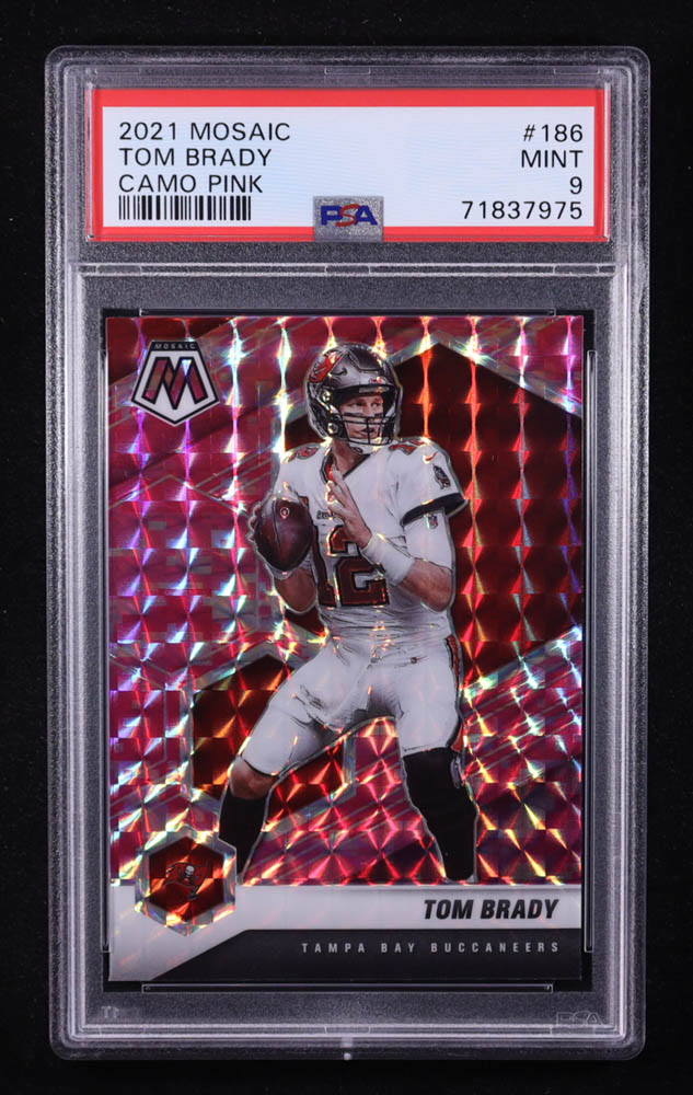 Tom Brady 2021 Panini Mosaic Mosaic Camo Pink #186 (PSA 9) at PristineAuction.com Tom Brady 2021 Panini Mosaic Mosaic Camo Pink #186 (PSA 9) at PristineAuction.com