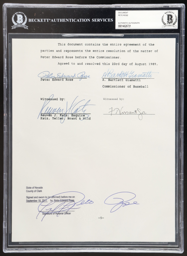 Pete Rose Signed "Banned from Baseball" Document (BAS) at PristineAuction.com Pete Rose Signed "Banned from Baseball" Document (BAS) at PristineAuction.com