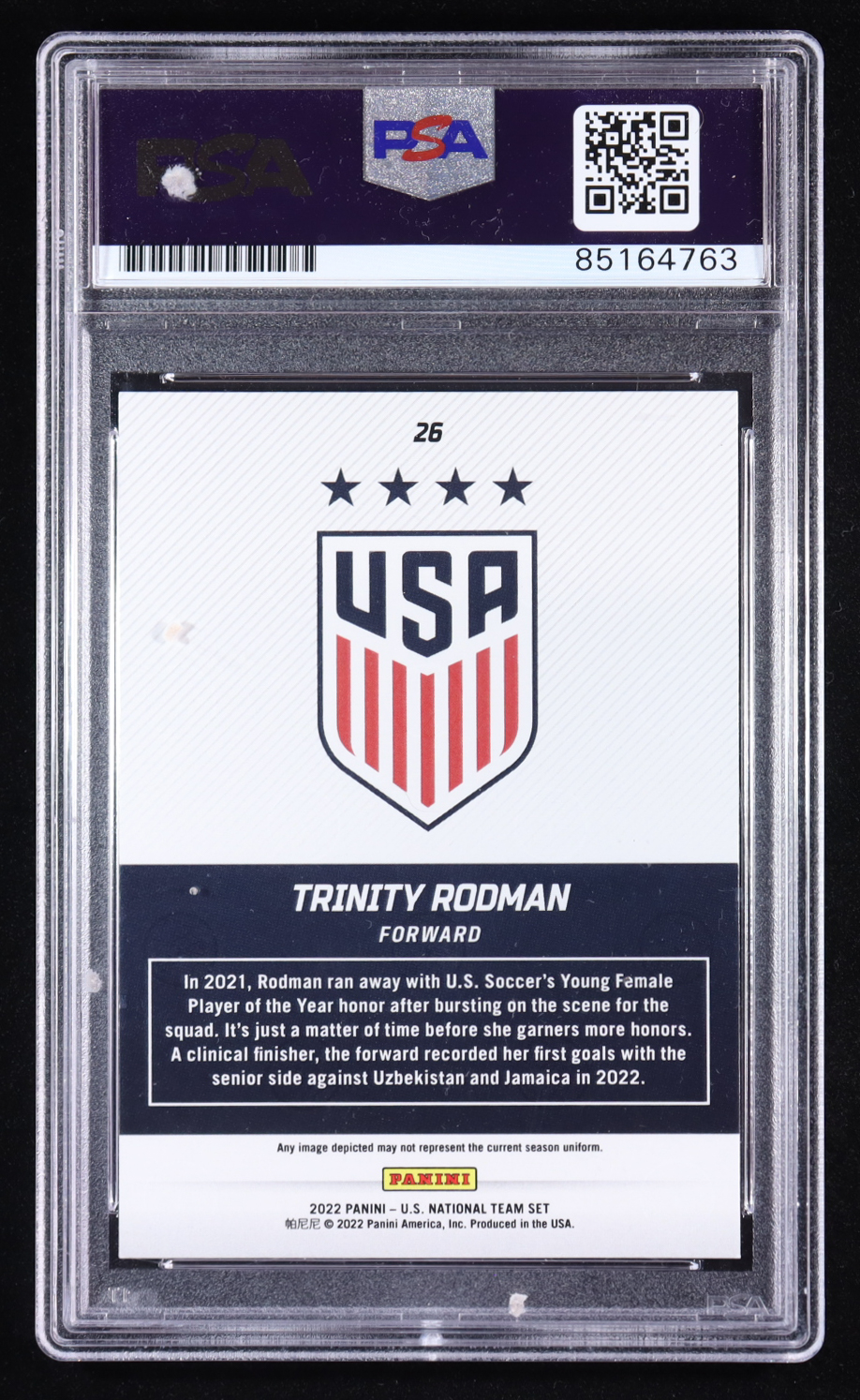 Trinity Rodman Signed 2022 Panini Instant U.S. National Team Set #26 RC (PSA) at PristineAuction.com Trinity Rodman Signed 2022 Panini Instant U.S. National Team Set #26 RC (PSA) at PristineAuction.com