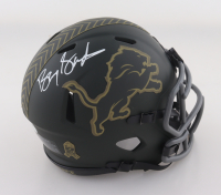 Barry Sanders Signed Lions Salute To Service Alternate Speed Mini Helmet (Schwartz) at PristineAuction.com