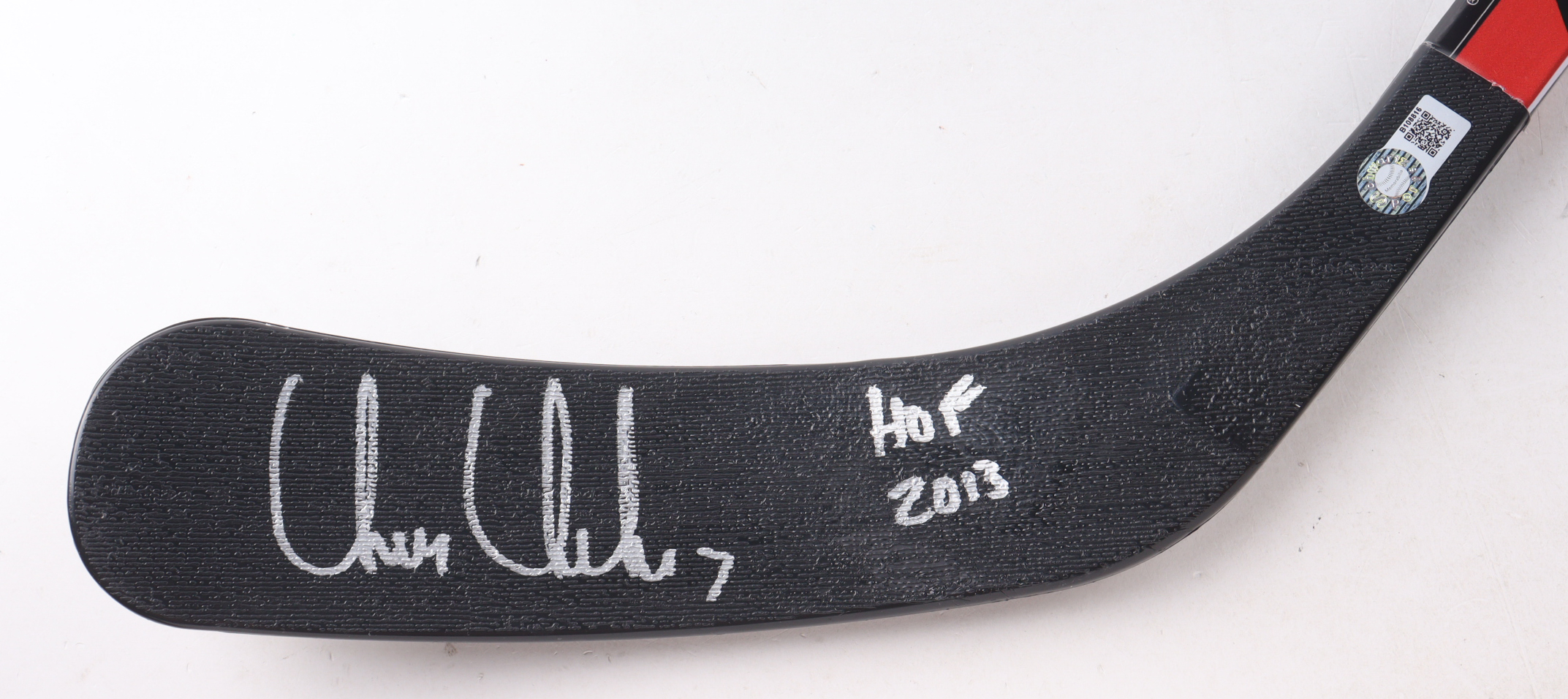 Chris Chelios Signed Franklin Blackhawks Logo Full-Size Hockey Stick Inscribed "HOF 2013" (Schwartz) at PristineAuction.com Chris Chelios Signed Franklin Blackhawks Logo Full-Size Hockey Stick Inscribed "HOF 2013" (Schwartz) at PristineAuction.com