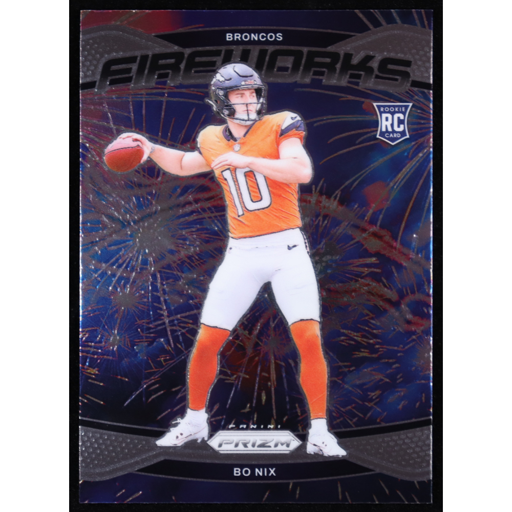 Bo Nix 2024 Panini Prizm Fireworks #23 RC at PristineAuction.com