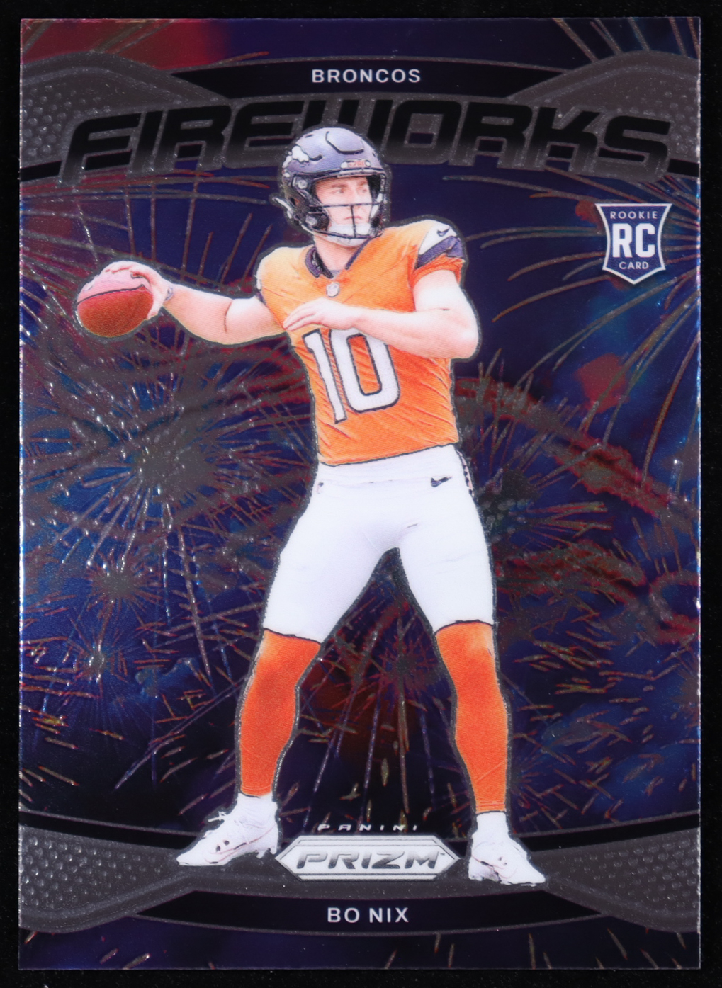 Bo Nix 2024 Panini Prizm Fireworks #23 RC at PristineAuction.com Bo Nix 2024 Panini Prizm Fireworks #23 RC at PristineAuction.com
