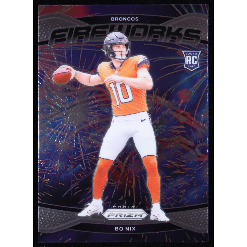 Bo Nix 2024 Panini Prizm Fireworks #23 RC at PristineAuction.com