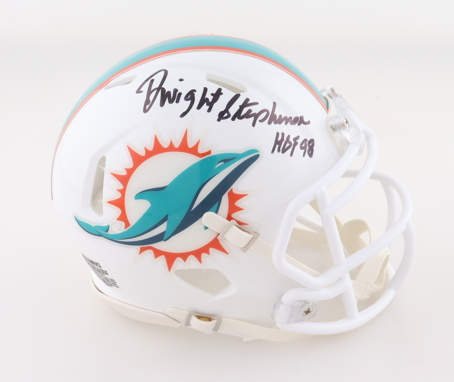 Dwight Stephenson Signed Dolphins Speed Mini Helmet Inscribed "HOF '98" (Schwartz) at PristineAuction.com Dwight Stephenson Signed Dolphins Speed Mini Helmet Inscribed "HOF '98" (Schwartz) at PristineAuction.com