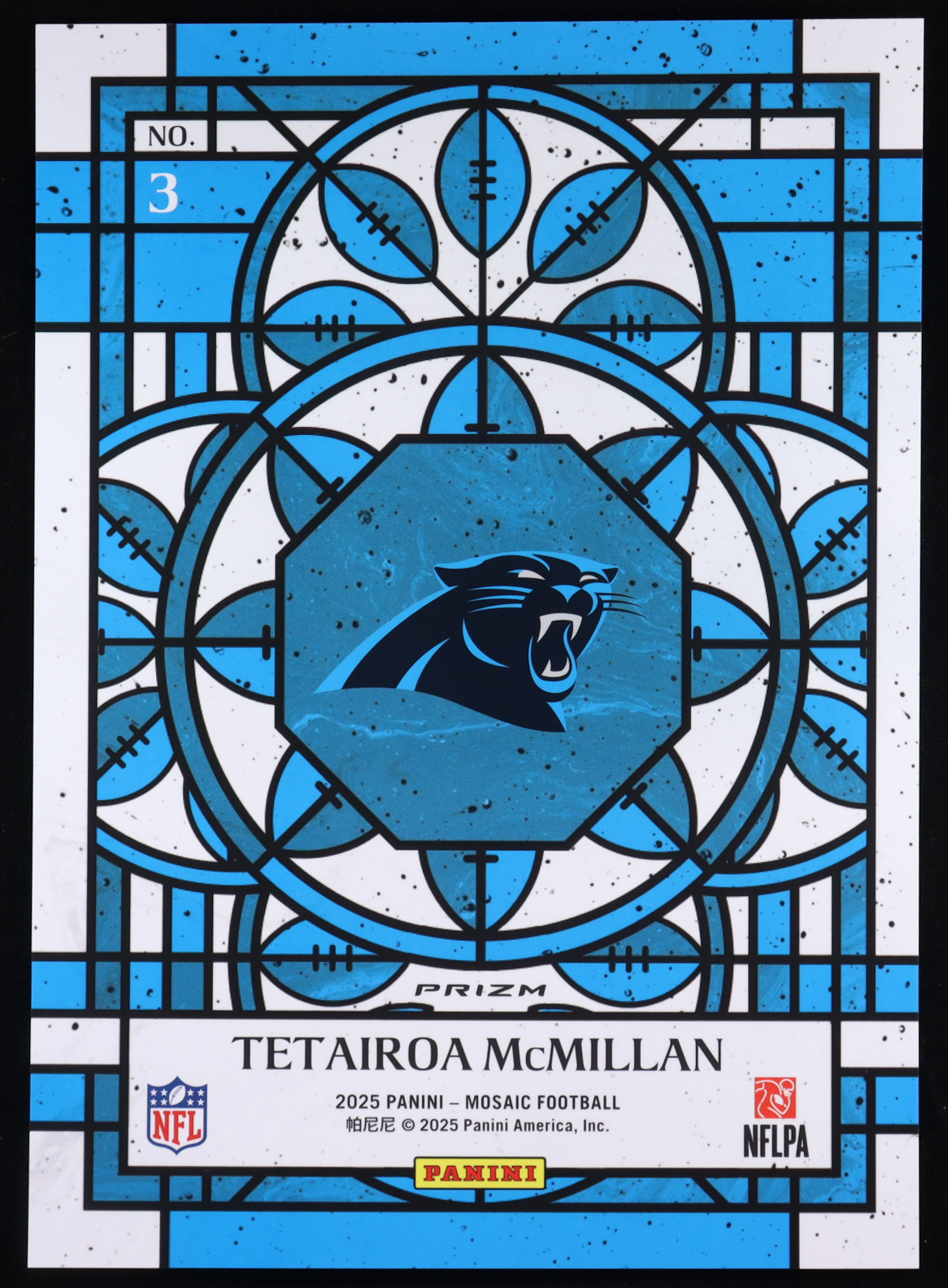 Tetairoa McMillan 2025 Panini Mosaic Stained Glass Oversized #3 RC at PristineAuction.com Tetairoa McMillan 2025 Panini Mosaic Stained Glass Oversized #3 RC at PristineAuction.com