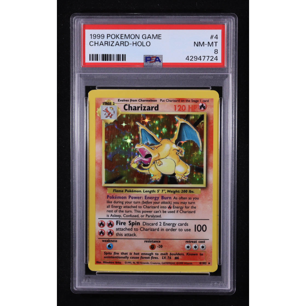 Charizard 1999 Pokemon Game Base Unlimited #4 Holo (PSA 8) at PristineAuction.com