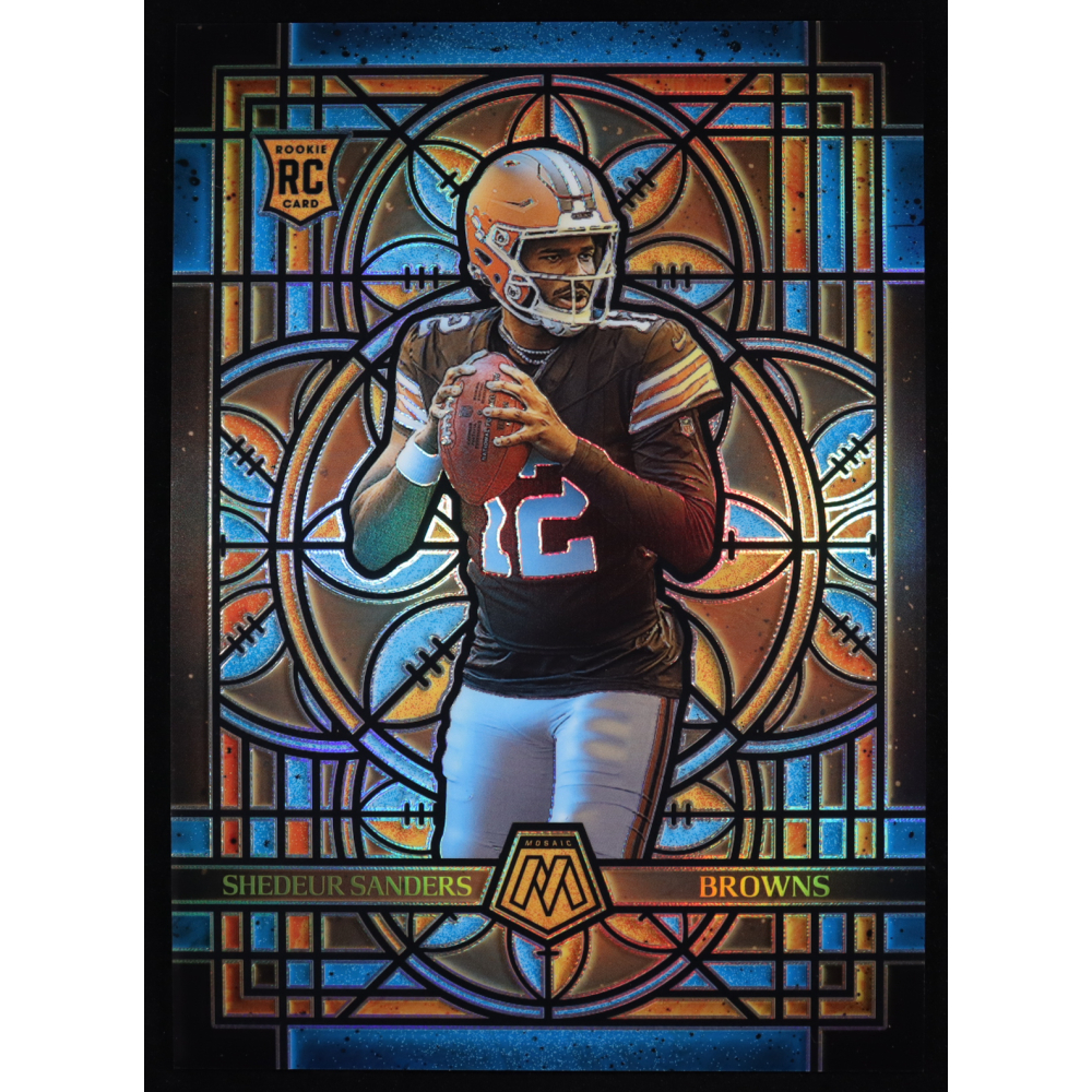 Shedeur Sanders 2025 Panini Mosaic Stained Glass Oversized #7 RC at PristineAuction.com