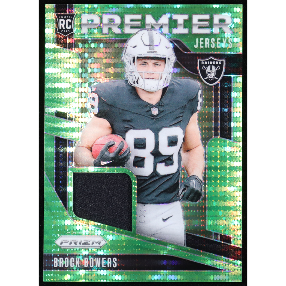 Brock Bowers 2024 Panini Prizm Premier Jerseys Neon Green Pulsar #3 RC at PristineAuction.com