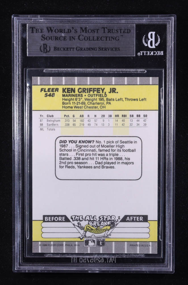 Ken Griffey Jr. 1989 Fleer #548 RC (BGS 9) at PristineAuction.com Ken Griffey Jr. 1989 Fleer #548 RC (BGS 9) at PristineAuction.com