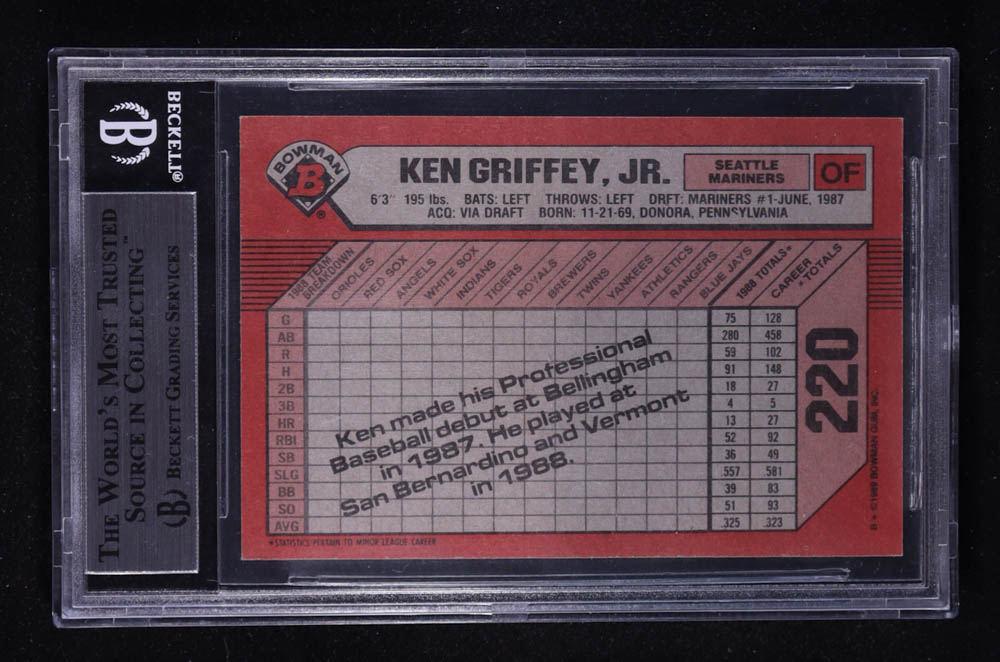 Ken Griffey Jr. 1989 Bowman #220 RC (BGS 9) at PristineAuction.com Ken Griffey Jr. 1989 Bowman #220 RC (BGS 9) at PristineAuction.com