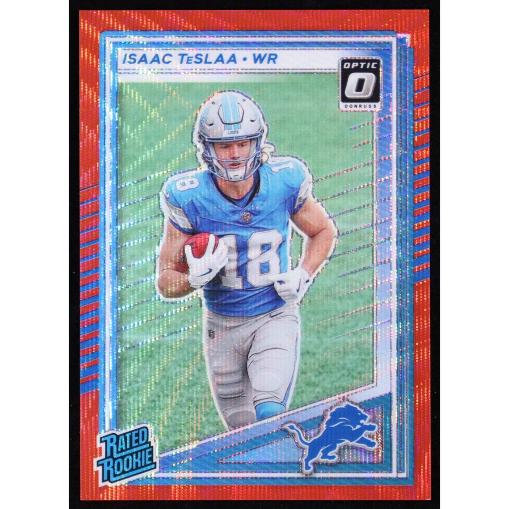 Isaac TeSlaa 2025 Donruss Optic Rated Rookies Preview Red Wave #338 RC at PristineAuction.com
