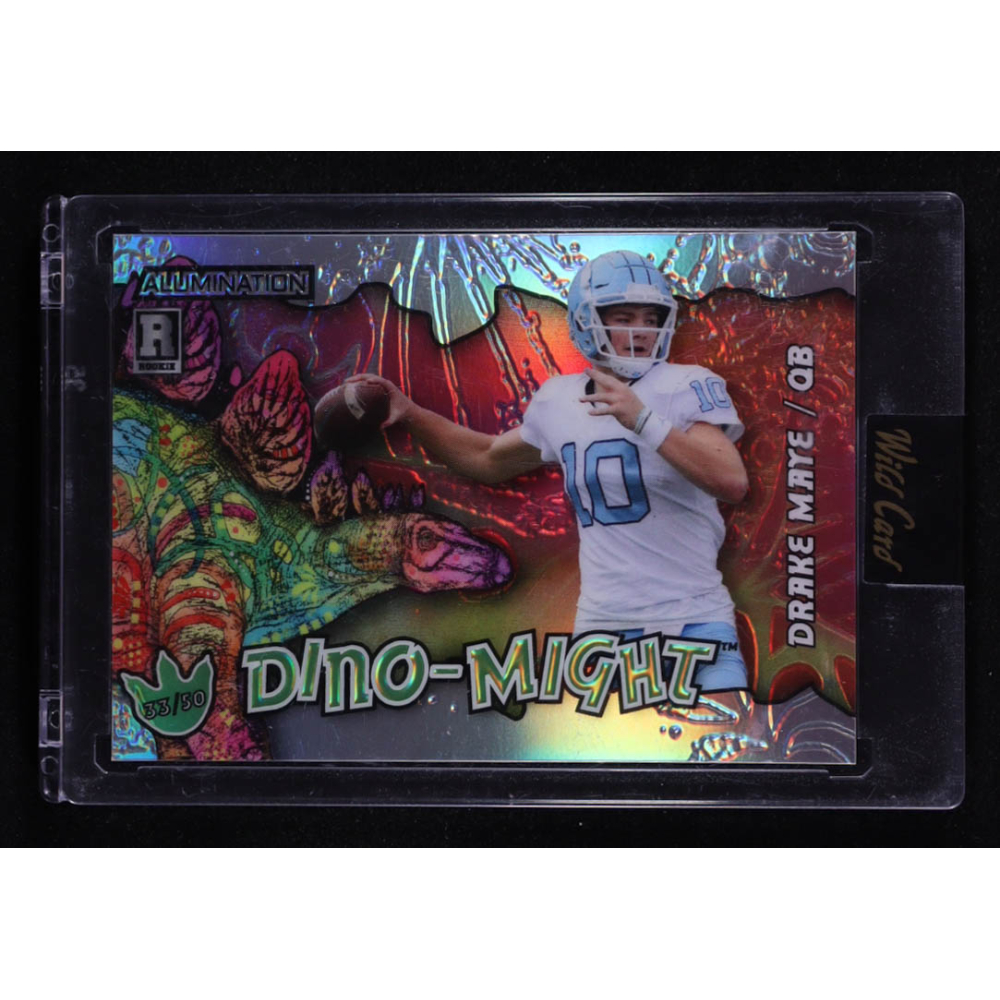 Drake Maye 2023 Wild Card Dino-Might Alumination Stegosaurus #AD-DM RC #33/50 at PristineAuction.com