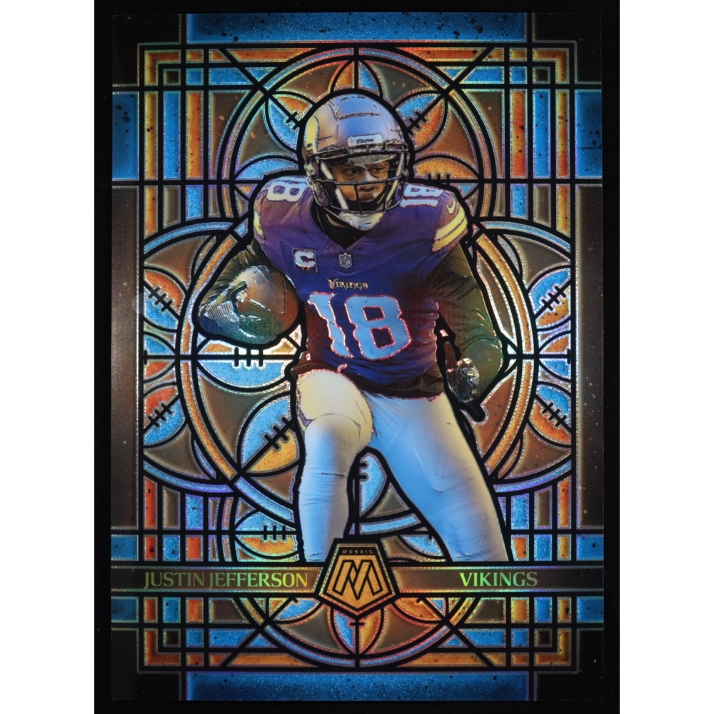 Justin Jefferson 2025 Panini Mosaic Stained Glass Oversized #16 at PristineAuction.com