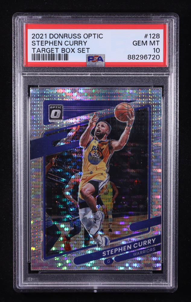 Stephen Curry 2021-22 Donruss Optic Target Box Set #128 (PSA 10) at PristineAuction.com Stephen Curry 2021-22 Donruss Optic Target Box Set #128 (PSA 10) at PristineAuction.com