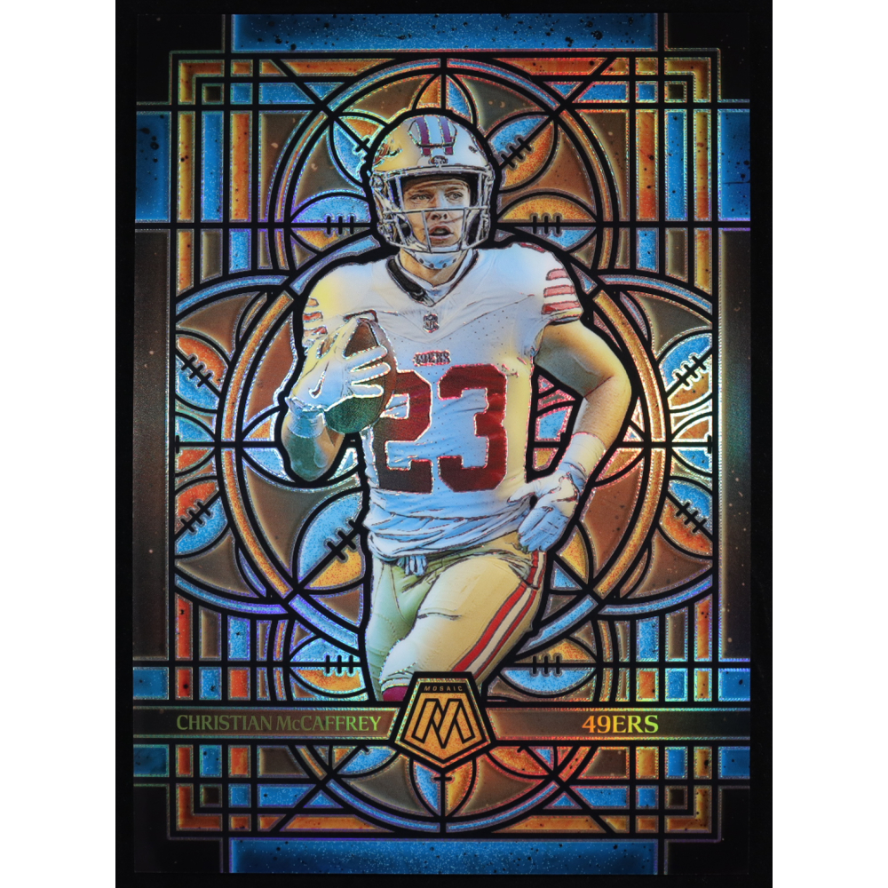 Christian McCaffrey 2025 Panini Mosaic Stained Glass Oversized #22 at PristineAuction.com