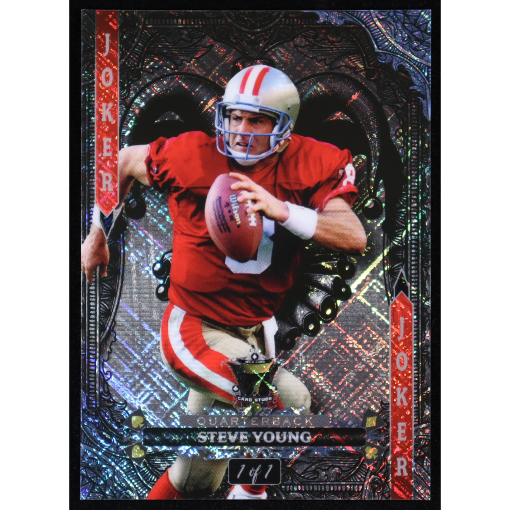 Steve Young 2024 Wild Card 7 Card Studs Joker Cross Hatch Platinum #SY #1/1 at PristineAuction.com
