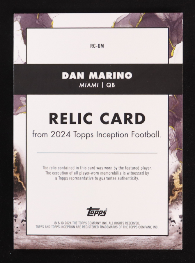 Dan Marino 2024 Topps Inception Relics Orange Player-Worn #RCDM #09/50 at PristineAuction.com Dan Marino 2024 Topps Inception Relics Orange Player-Worn #RCDM #09/50 at PristineAuction.com