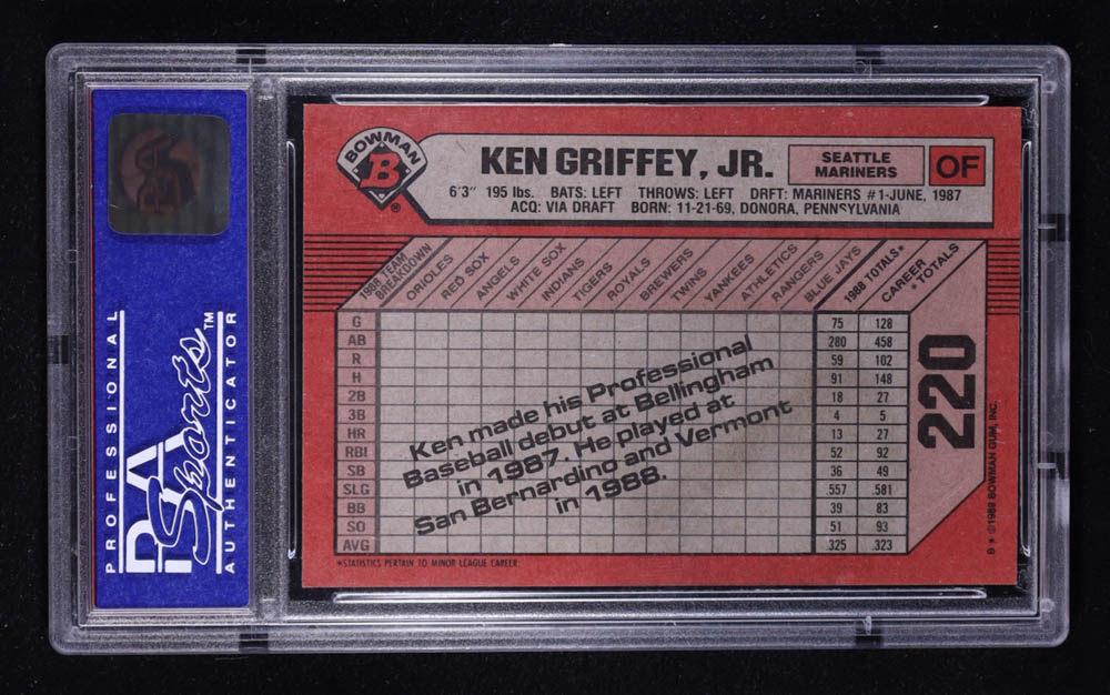 Ken Griffey Jr. 1989 Bowman #220 RC (PSA 9) at PristineAuction.com Ken Griffey Jr. 1989 Bowman #220 RC (PSA 9) at PristineAuction.com