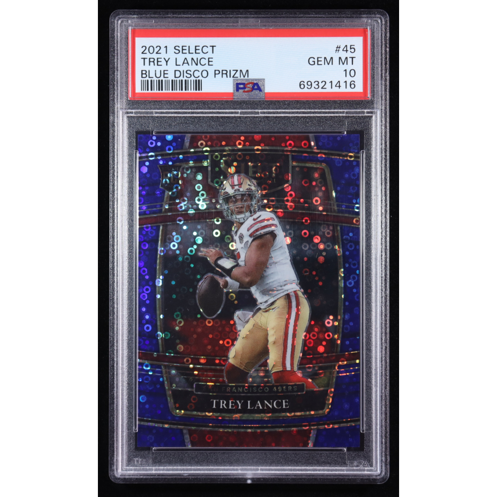 Trey Lance 2021 Select Prizm Blue Disco #45 #06/25 RC (PSA 10) at PristineAuction.com