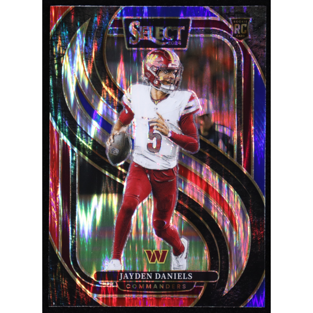 Jayden Daniels 2024 Select Prizm Red and Blue Shock #112 RC at PristineAuction.com