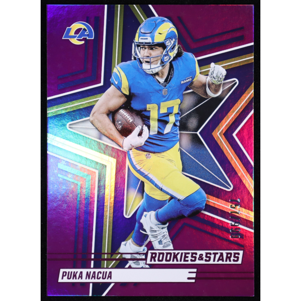 Puka Nacua 2025 Rookies and Stars Purple #18 #757/999 at PristineAuction.com