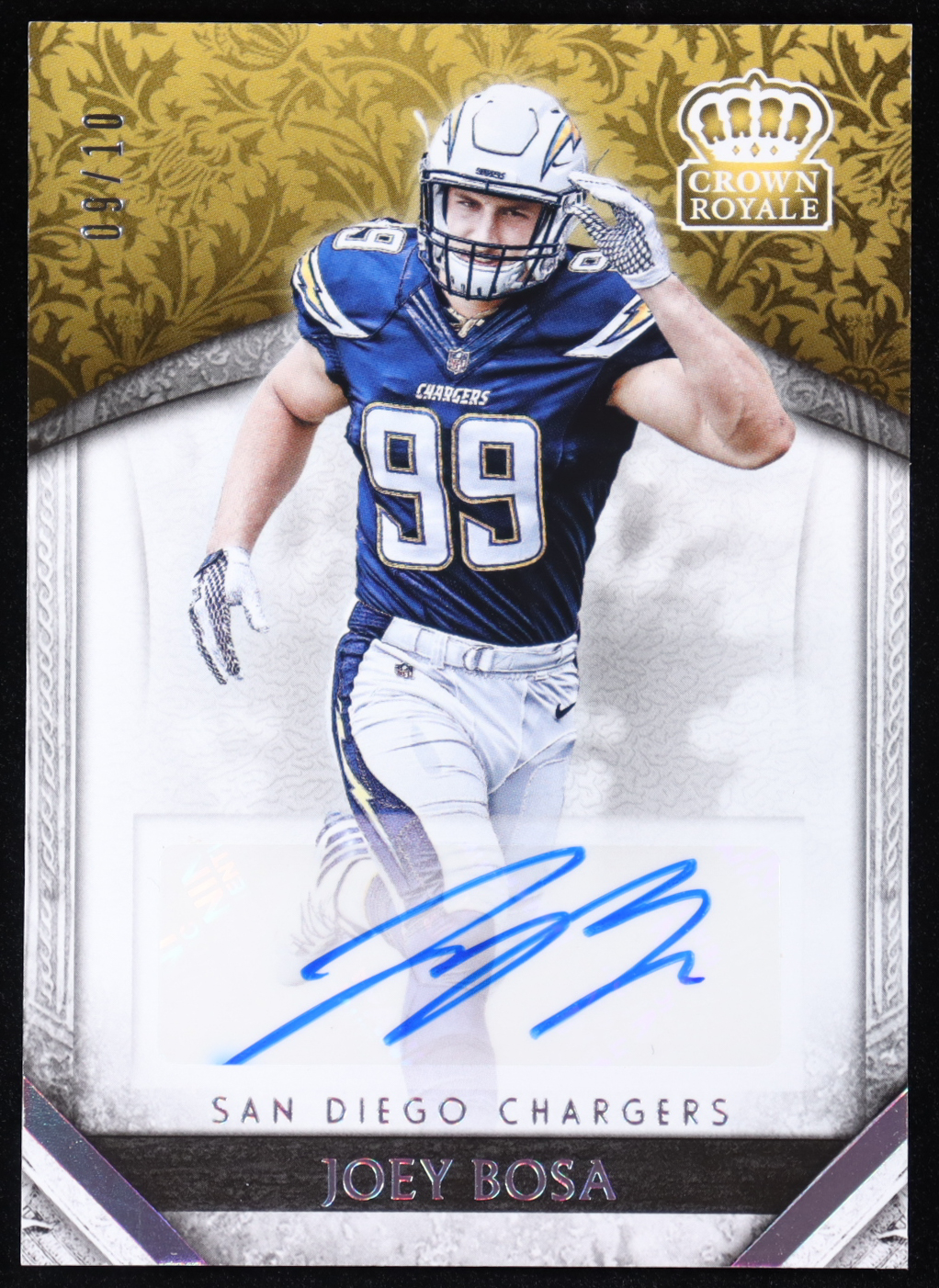 Joey Bosa 2016 Crown Royale Rookie Autographs Platinum #17 #09/10 RC at PristineAuction.com Joey Bosa 2016 Crown Royale Rookie Autographs Platinum #17 #09/10 RC at PristineAuction.com