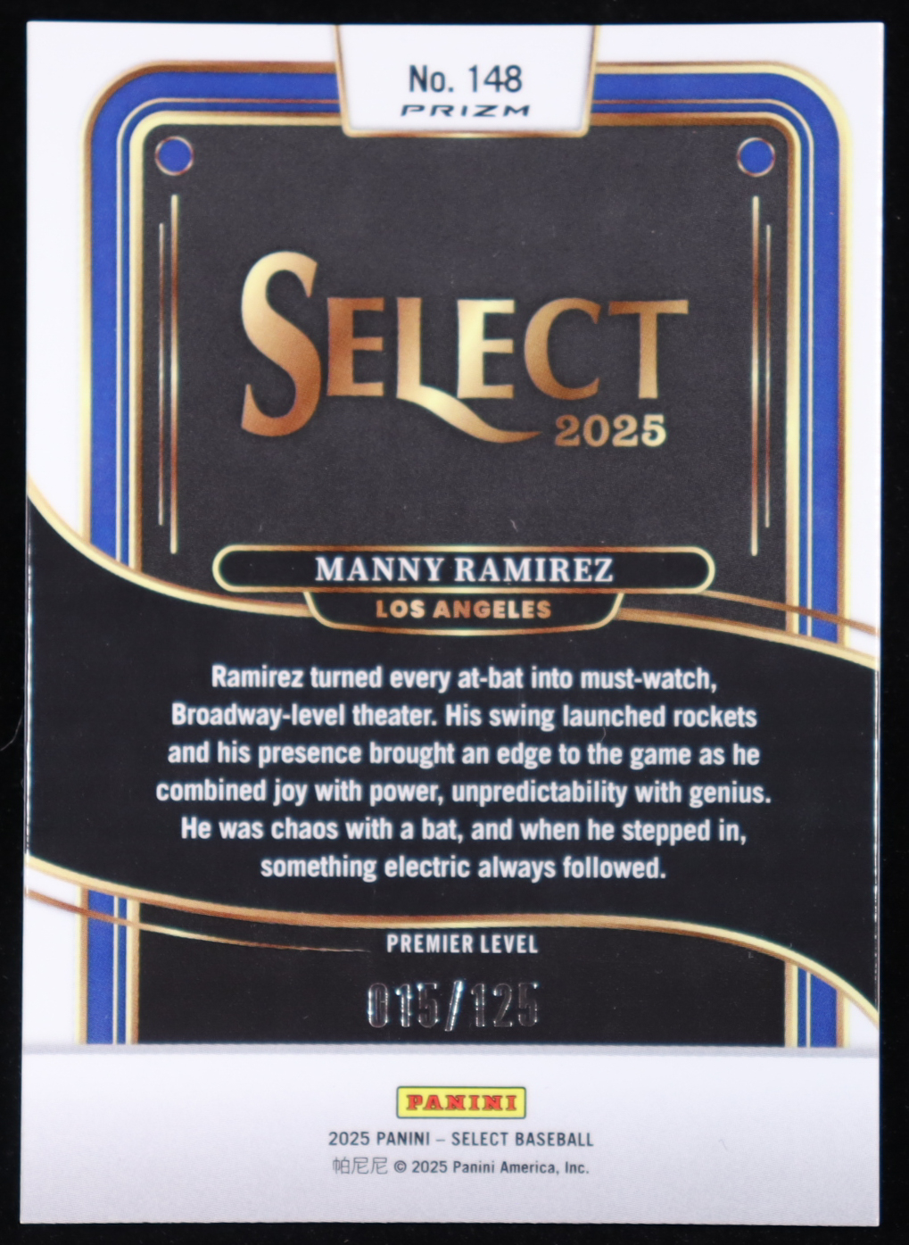 Manny Ramirez 2025 Select Bronze Prizms #148 #015/125 at PristineAuction.com Manny Ramirez 2025 Select Bronze Prizms #148 #015/125 at PristineAuction.com