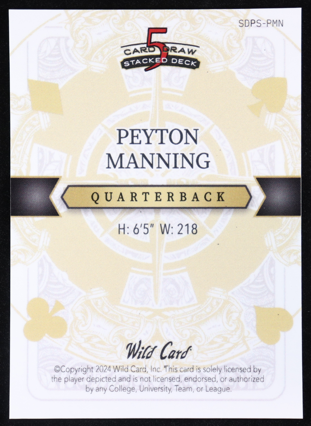 Peyton Manning 2024 Wild Card 5 Card Draw King of Spades Crystal Platinum #PMN #1/1 at PristineAuction.com Peyton Manning 2024 Wild Card 5 Card Draw King of Spades Crystal Platinum #PMN #1/1 at PristineAuction.com